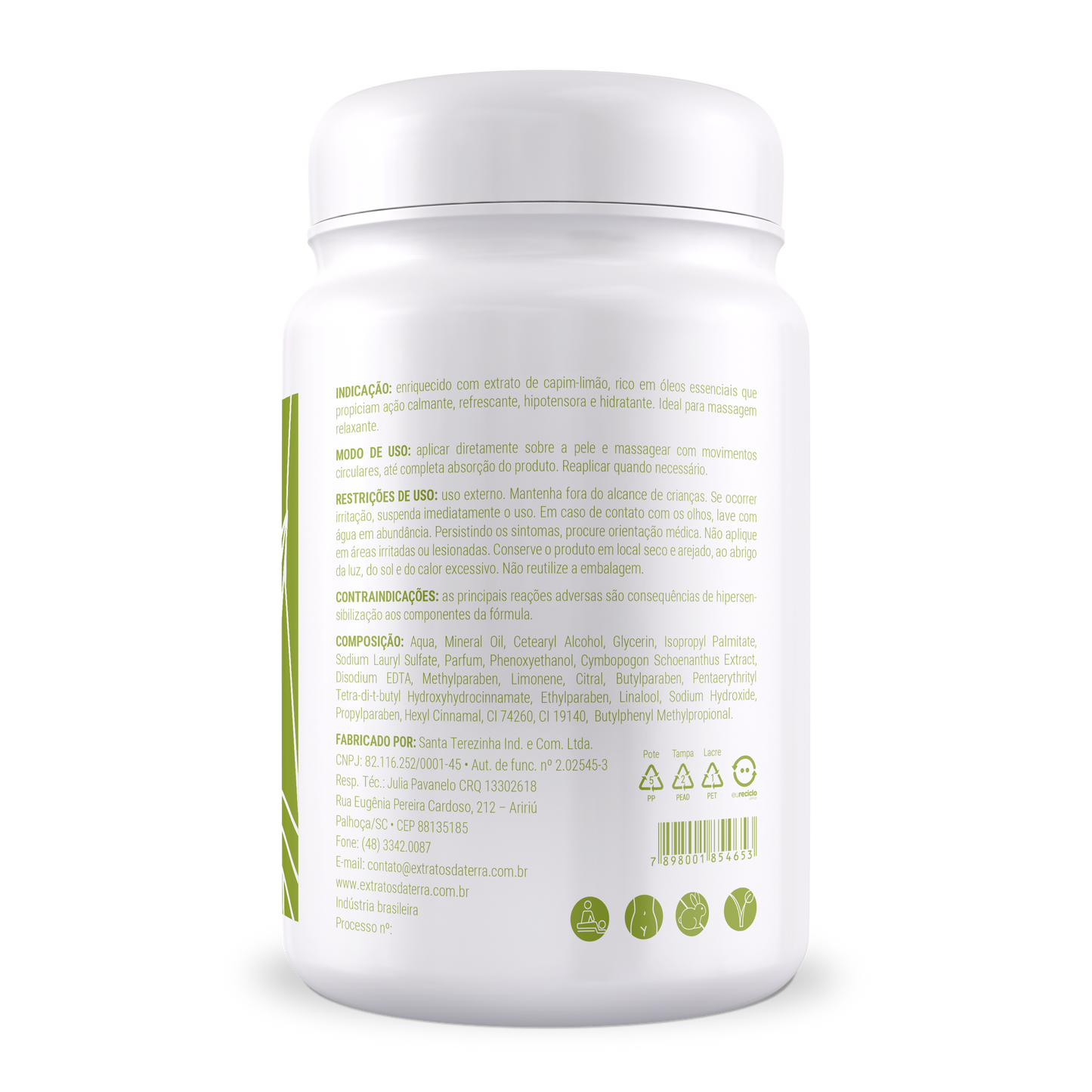 Creme de Massagem Relaxante Relax Capim Limao - 1000 g