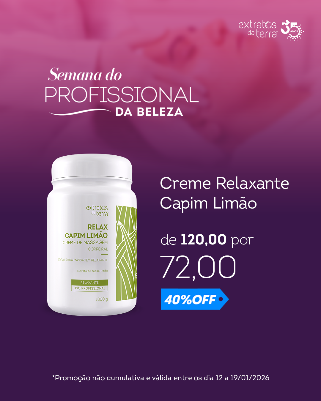 Creme de Massagem Relaxante Relax Capim Limao - 1000 g