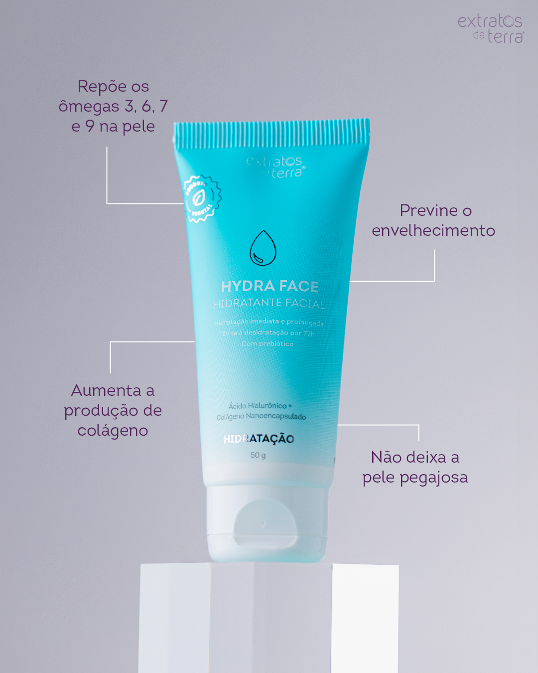 Hydra Face - Hidratante facial com Ácido Hialurônico - 50 g