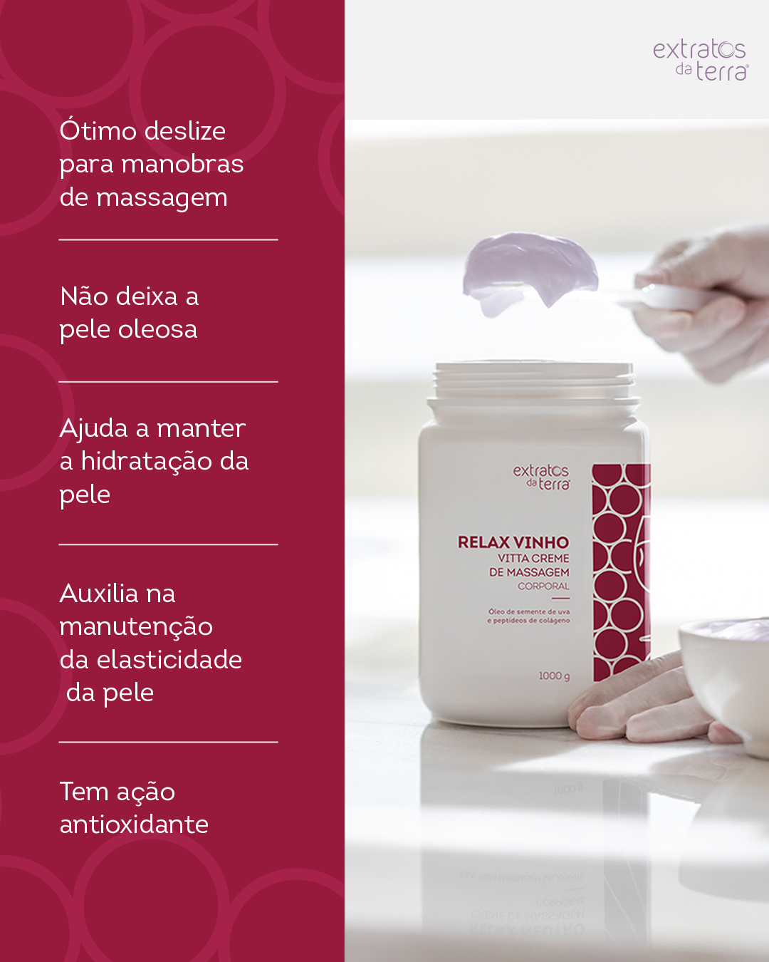 Creme de Massagem Relaxante Relax Vinho - 1000 g
