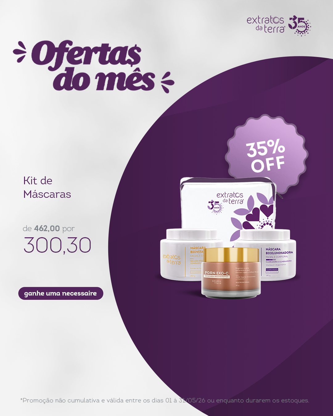 Kit Máscaras Faciais 40%OFF PROMO MAIO 2026